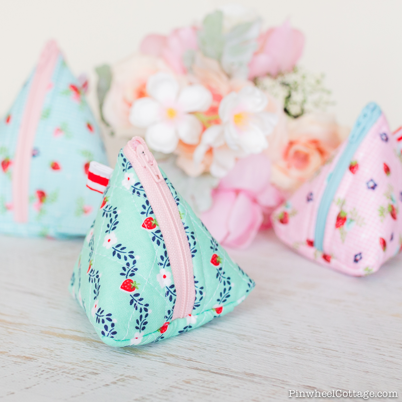 Pyramid Zipper Pouch Loganberry Handmade