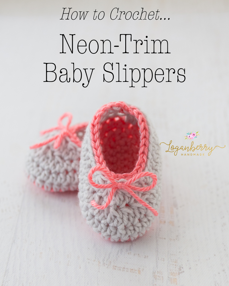 Neon Trim Baby Slippers – Free Crochet Pattern » Loganberry 