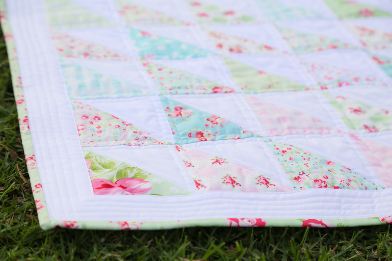 half square triangle quilts, HST quilts, charm pack quilts, charm squares quilt, tanya whelan quilts, floral quilts, feminine quilts, quilts for girls, mini quilts, baby quilts, quilts with pastel colors, roses and flowers quilts