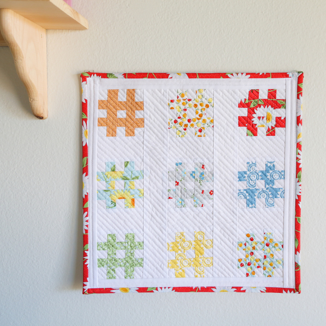 tic tac toe quilt, hash tag quilt, oh clementine fabric, mini quilts, wall quilts