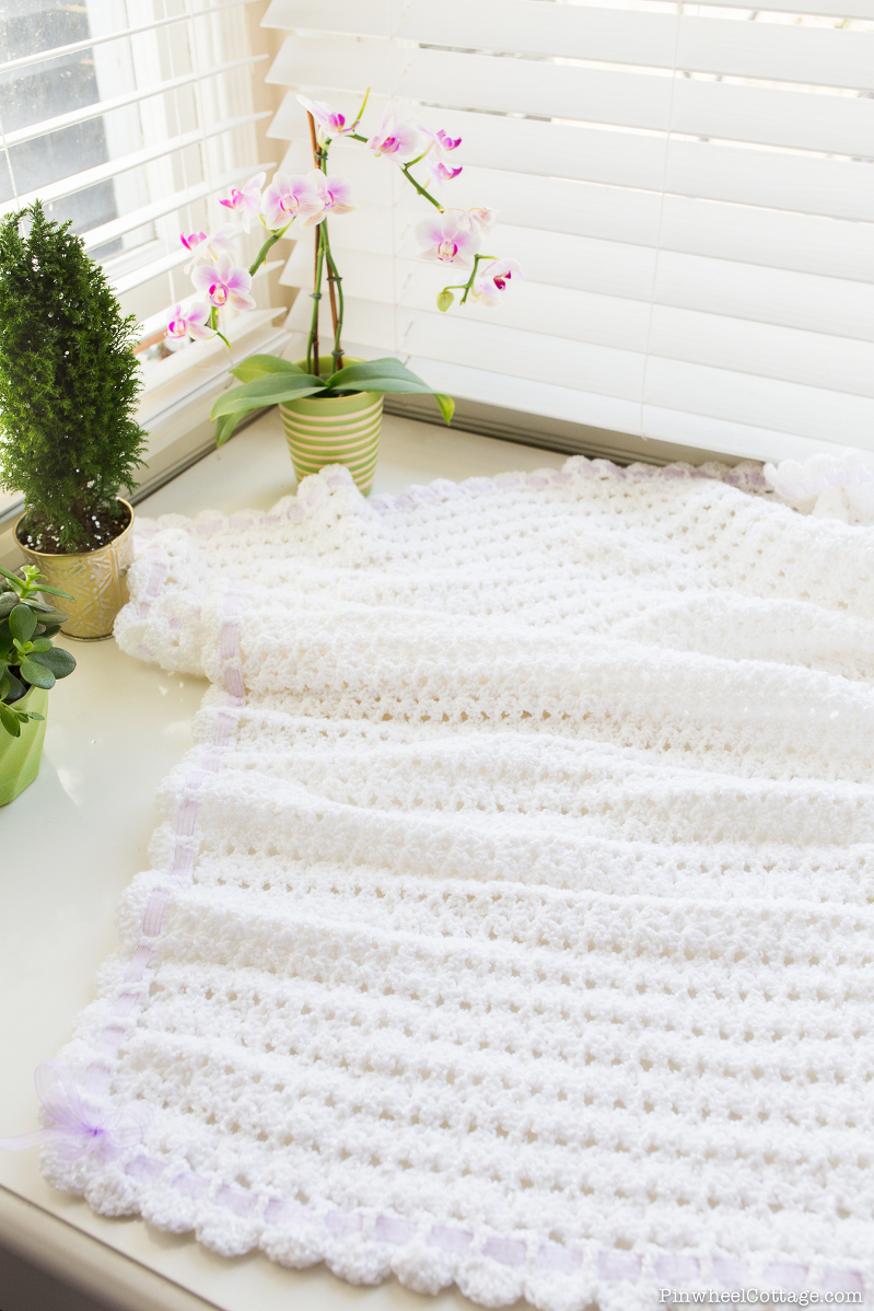 White Crochet Baby Blanket