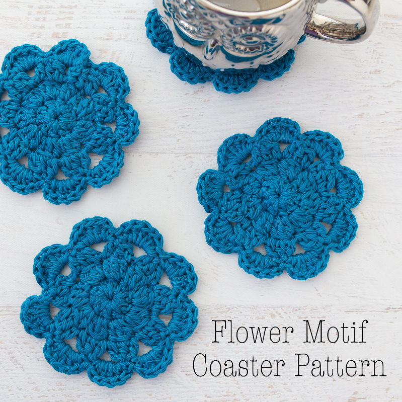 Free Crochet Pattern & Tutorial, Crochet Flower Pattern, Crochet Motif Pattern, crochet coasters, How to crochet a flower, crochet circle flower, crochet for the home, crochet zakka