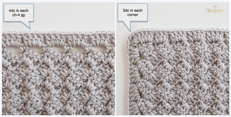 crochet baby blanket pattern, crochet afghan pattern, free crochet pattern, scallop edge baby blanket, how to crochet baby blanket, gray and blue baby blanket