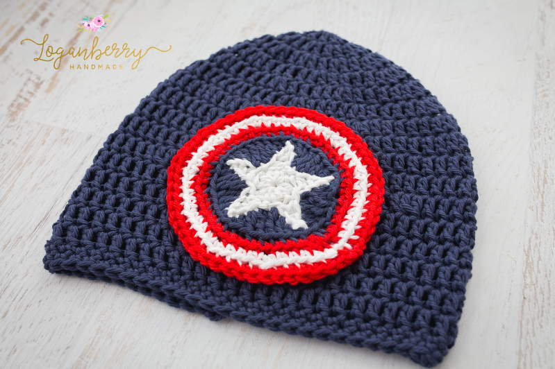 crochet captain america beanie pattern, crochet kids beanie pattern, free crochet pattern, basic crochet hat pattern, crochet beanie for kids, crochet for boys, crochet captain america shield, crochet star pattern, how to crochet a star, how to crochet a circle, how to crochet a beanie for kids, red white and blue beanie, crochet tutorial