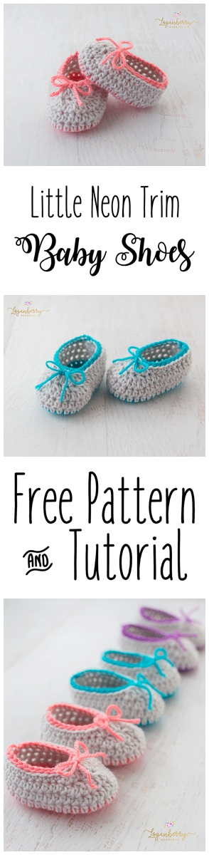 Neon Trim Crochet Baby Shoes + Free Pattern, Baby Slippers + Tutorial, Crochet Socks, Crochet for Babies, Crochet for Girls