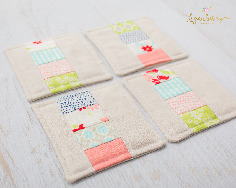 linen patchwork coasters sewing tutorial, patchwork coasters sewing pattern, how to sew coasters, quick and easy things to sew, easy sewing projects, sewing for beginners, miss kate fabric, zakka sewing projects, sewing for the home, handmade coasters, sewing gifts, gifts to sew