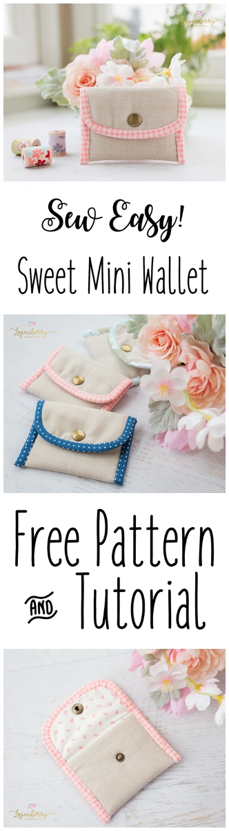 Mini Card Wallet + Sewing Tutorial + Free Pattern, linen wallet, small wallet, easy sewing projects, gingham binding, how to sew a wallet, small hand bag, pouch, coin purse, coin bag