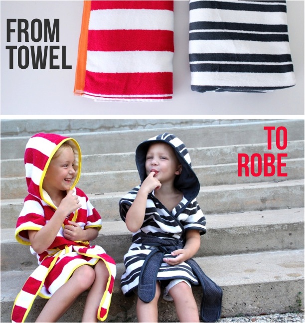 12 Sewing Projects for Summer Fun! + Free patterns + Tutorial, beach robes, beach towels, swimming pool, sewing for kids, hooded robe
