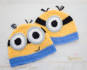 Crochet Minions Beanie + Free Pattern + Tutorial, Despicable Me, crochet hat for kids, boys, girls, yellow and blue, cartoon beanie, easy, quick, free