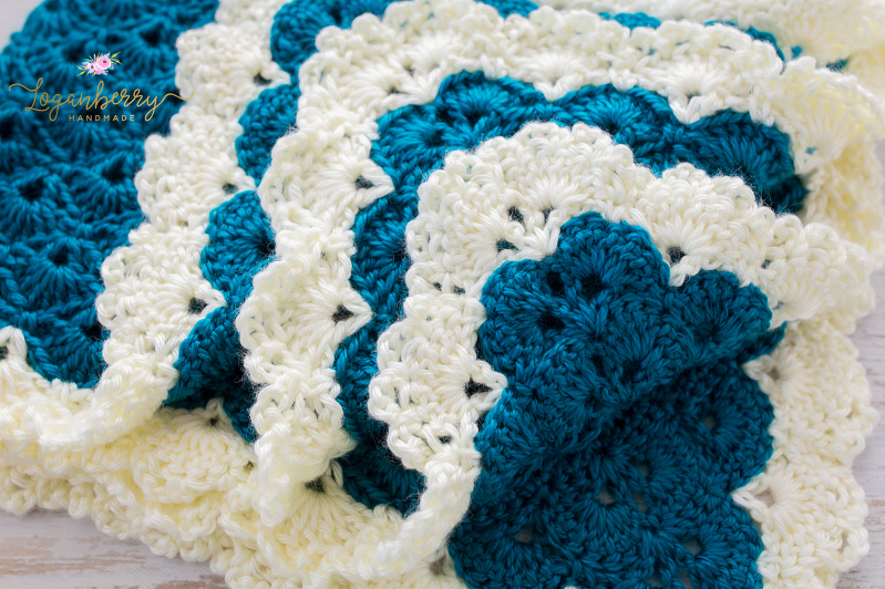 Antique Charm Crochet Blanket + Free Pattern + Tutorial, Crochet Baby Blanket Pattern, Crochet Shell Stitch Blanket Pattern, Fantail Pattern, Lace Trim Blanket Pattern, Lace Border, Victorian Style Baby Blanket, Teal Blue Blanket
