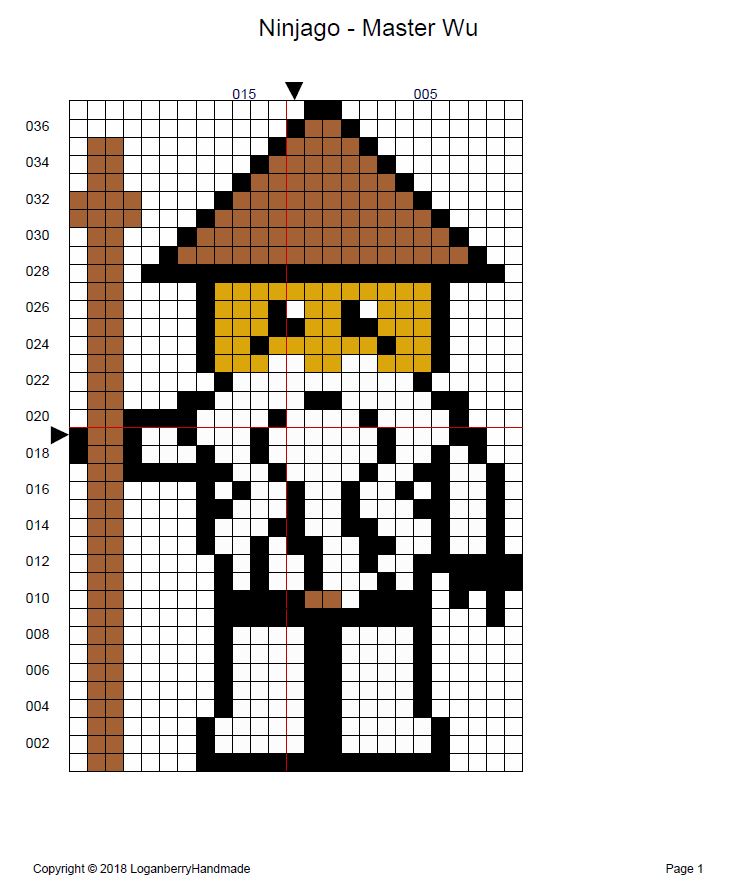 Ninjago Cross Stitch Pattern + Free, Sensei Wu Master Ninja, Master Wu Ninja, lego movie, perler bead pattern, knitting chart, c2c chart, cross-stitch, modern cross-stitch