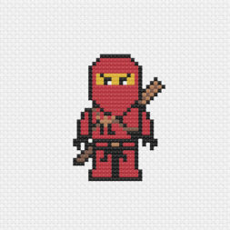 Ninjago Cross Stitch Pattern + Free, Kai Fire Ninja, Red Ninja, lego movie, perler bead pattern, knitting chart, c2c chart, cross-stitch