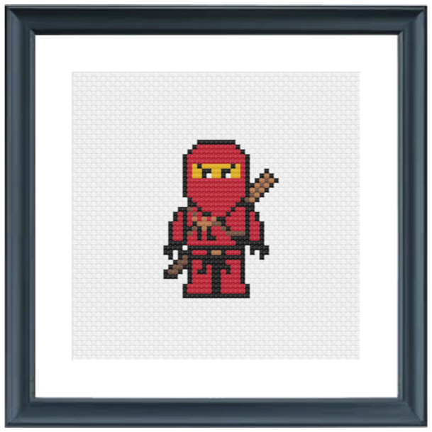 Ninjago Cross Stitch Pattern + Free, Kai Fire Ninja, Red Ninja, lego movie, perler bead pattern, knitting chart, c2c chart, cross-stitch