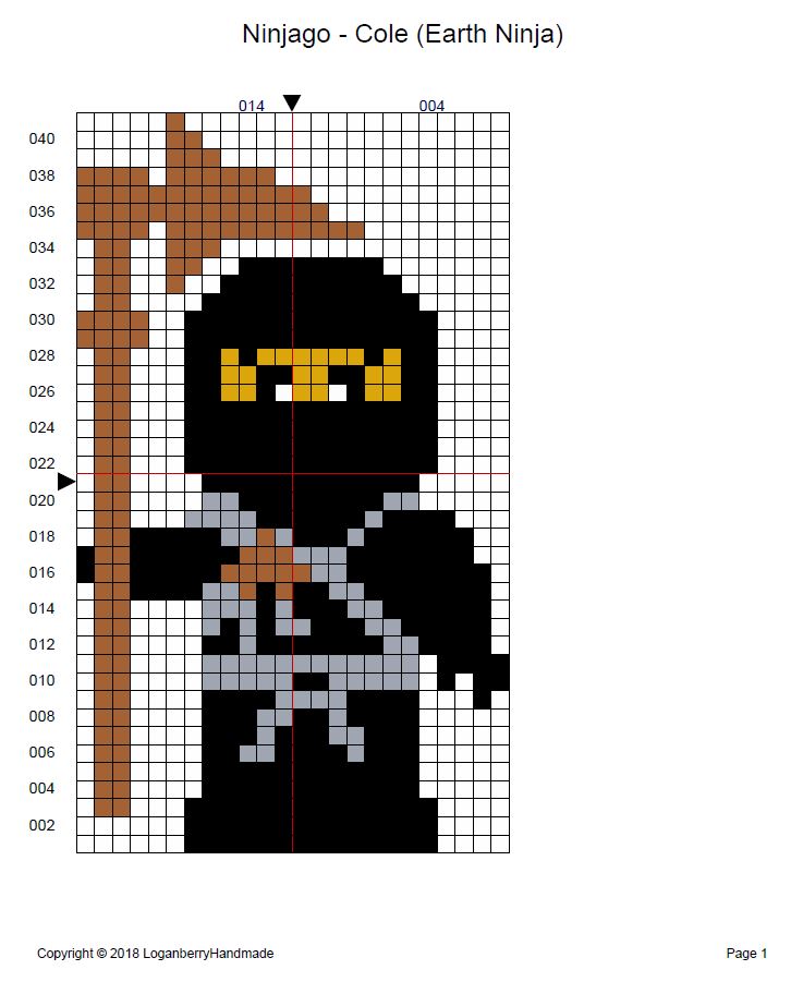 Ninjago Cross Stitch Pattern + Free, Cole Earth Ninja, Black Ninja, lego movie, perler bead pattern, knitting chart, c2c chart, cross-stitch