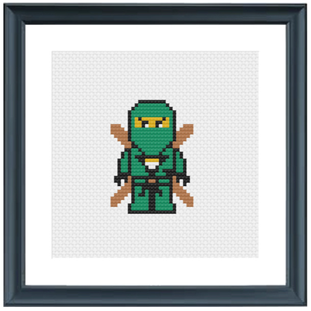 Ninjago Cross Stitch Pattern + Free, Lloyd Garmadon Ninja, Green Ninja, lego movie, perler bead pattern, knitting chart, c2c chart, cross-stitch