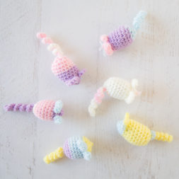 Crochet Mouse Cat Toys + Free Pattern, Catnip Toys, Crochet Mouse, DIY Cat Gifts, Crochet Tutorial, How to Crochet Cat Mouse Toy, Ice Cream Yarn, Sherbet Yarn, Rainbow Yarn