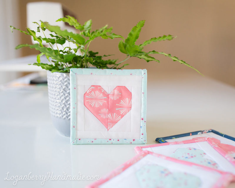 Heart Coaster Sewing Pattern + Tutorial, Valentine