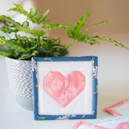 Heart Coaster Sewing Pattern + Tutorial, Valentine's Day Sewing Project, Free Pattern, Weekend Sewing, Sewing Gifts, Amy Sinbaldi Fabric, Mini Quilts, Quick & Easy Sewing, Zakka Sewing