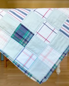 Memory Quilt, Men's Shirt Quilt, Baby Quilt made with clothing, Custom Quilts, Plaid Quilt, Baby boy quilt, Stripes, woven, argyle, blue + green quilt