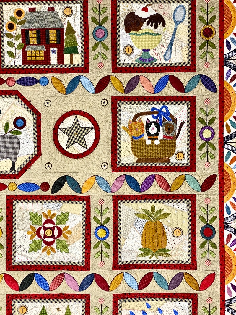 cat quilt block, cats in basket, cat quilts