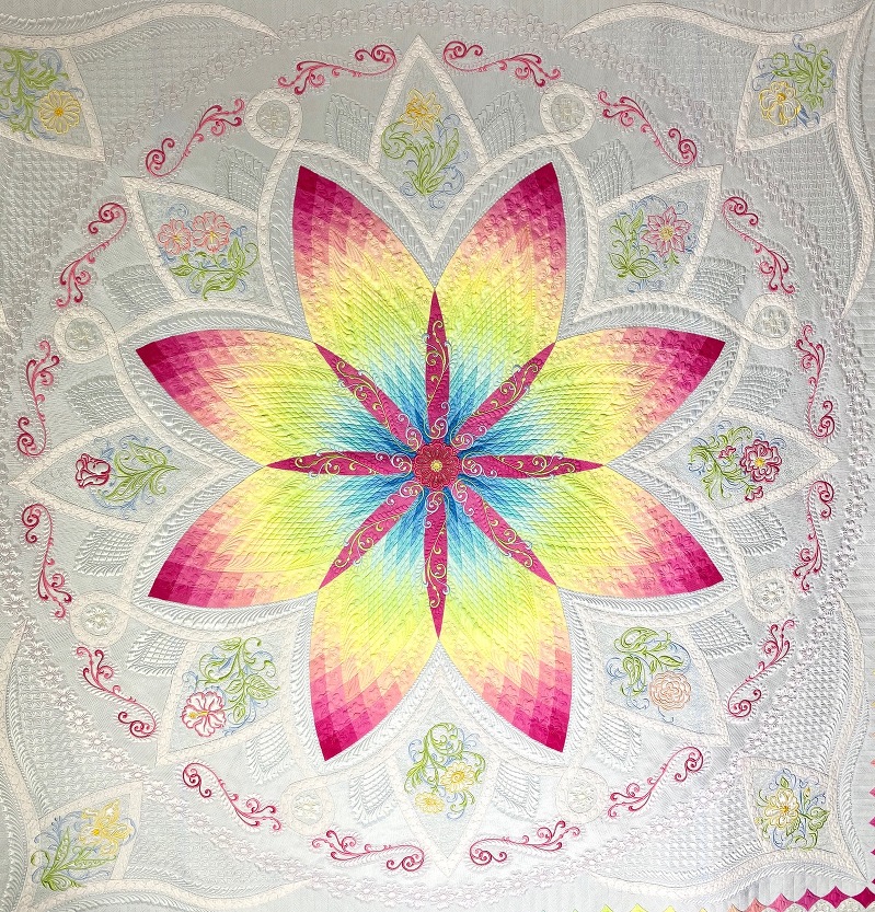dahlia quilt, flower, ombre, quilt show